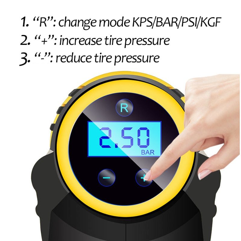 Automatic Portable Handheld Digital LED Smart Car Air Compressor - Auto Clean Pro